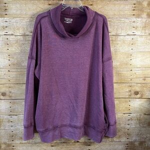 Time & Tru Pink Purple Cowl Neck Turtleneck Tunic Sweatshirt Sweater Size XXL